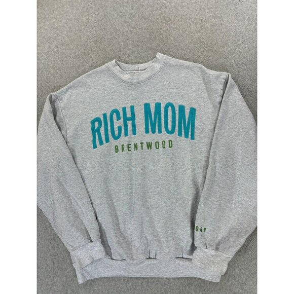 Rich Mom Brentwood Stitched Logo Crew Sweatshirt (Women's‎ Large) Gray - Picture 1 of 11
